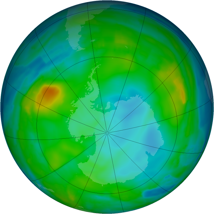 Antarctic ozone map for 10 June 2009